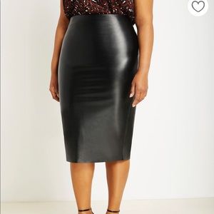 NEW Eloquii Faux Leather Column Pencil Midi Skirt